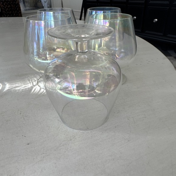 Set Of 5 Vintage Iridescent Luster 4 1/2" Cognac Brandy Snifter Glass RARE - Picture 6 of 6